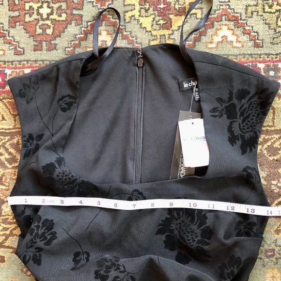 *NWT*Black Sheath Dress with Floral Velvet Detailing - Made in Canada - Size XXS - Picture 12 of 14